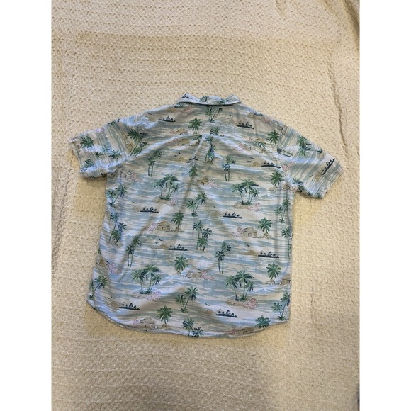 Chaps‎ Coastal Wash Men's Hawaiian Shirt – Size L -100% Cotton Chambray - Picture 8 of 13